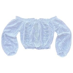 Beaded Lace Peasant Blouse Crop Top A La Plage